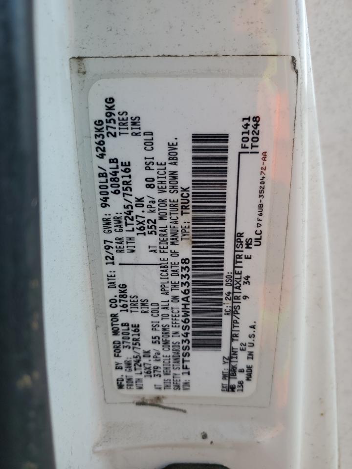 1FTSS34S6WHA63338 1998 Ford Econoline E350 Super Duty Van