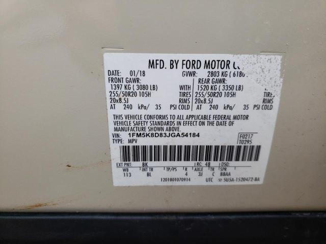 2018 Ford Explorer Xlt VIN: 1FM5K8D83JGA54184 Lot: 59931974