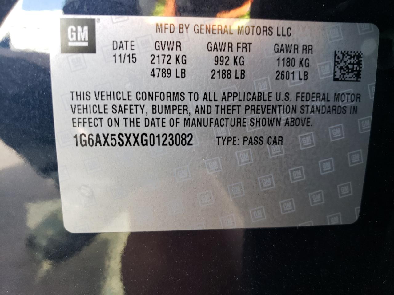 1G6AX5SXXG0123082 2016 Cadillac Cts Luxury Collection