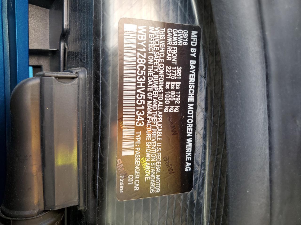 WBY1Z8C53HV551343 2017 BMW I3 Rex