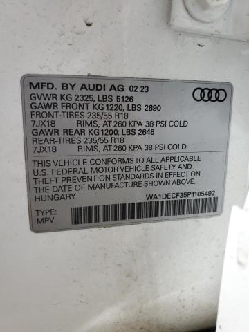 2023 Audi Q3 Premium S Line 45 VIN: WA1DECF35P1105492 Lot: 59508504