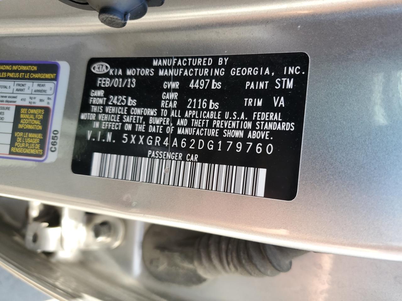 5XXGR4A62DG179760 2013 Kia Optima Sx