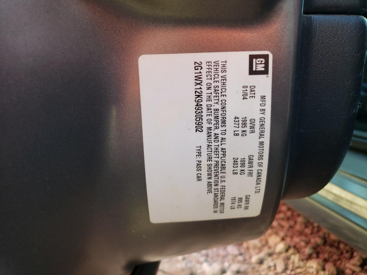 2G1WX12K949305902 2004 Chevrolet Monte Carlo Ss