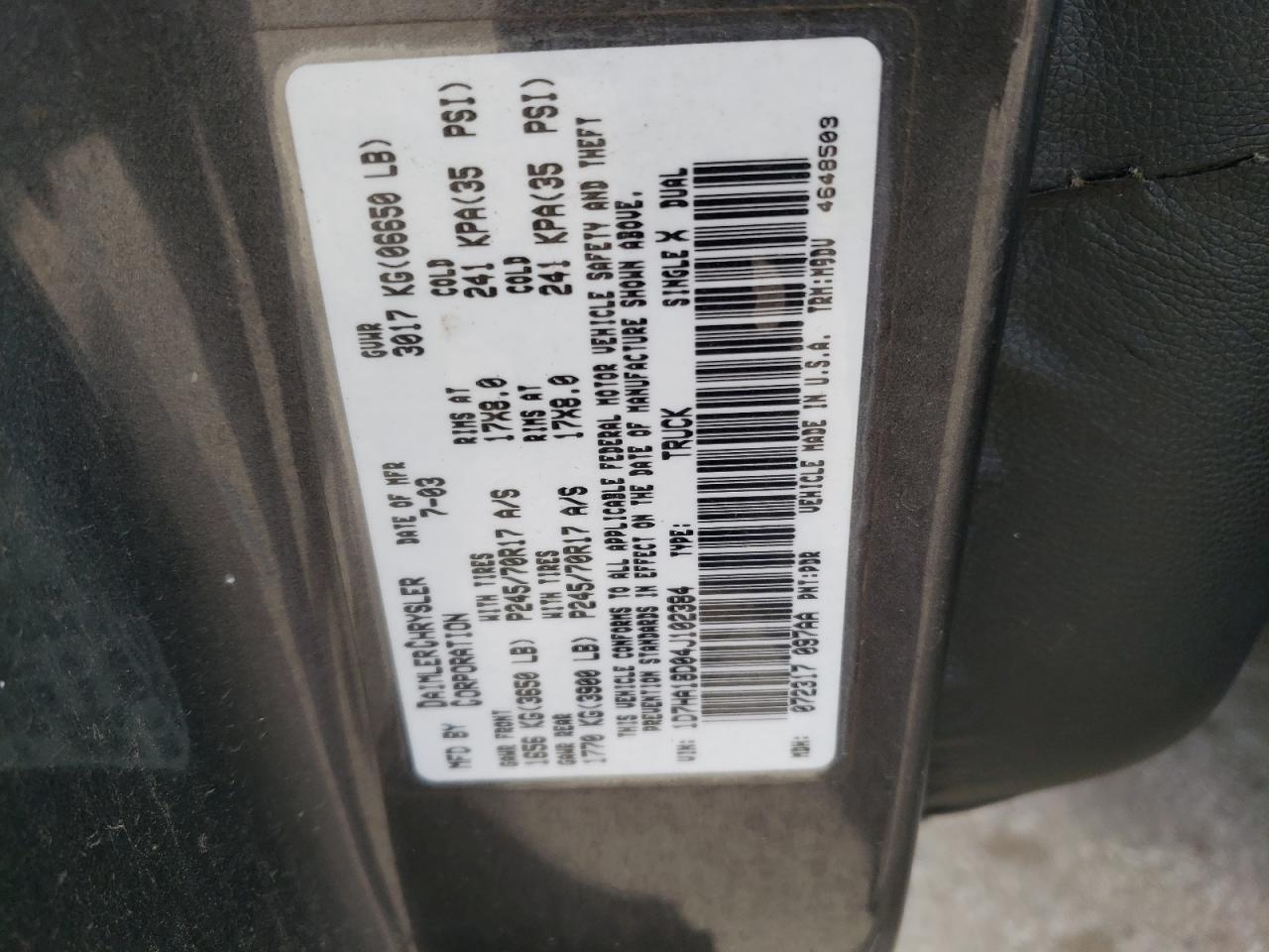 1D7HA18D04J102384 2004 Dodge Ram 1500 St