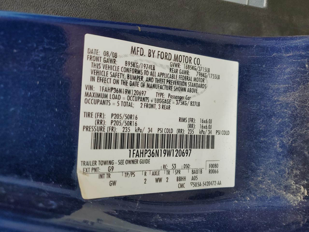 1FAHP36N19W120697 2009 Ford Focus Ses