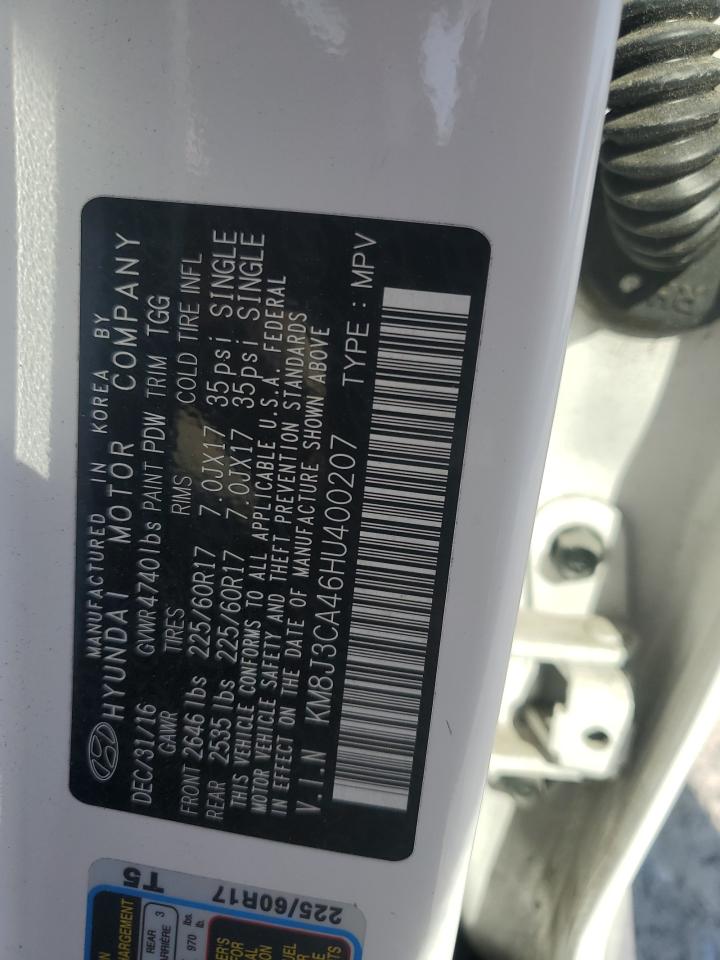 KM8J3CA46HU400207 2017 Hyundai Tucson Limited