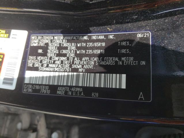 2021 Toyota Highlander Hybrid Xle VIN: 5TDHARAH1MS507761 Lot: 54459674