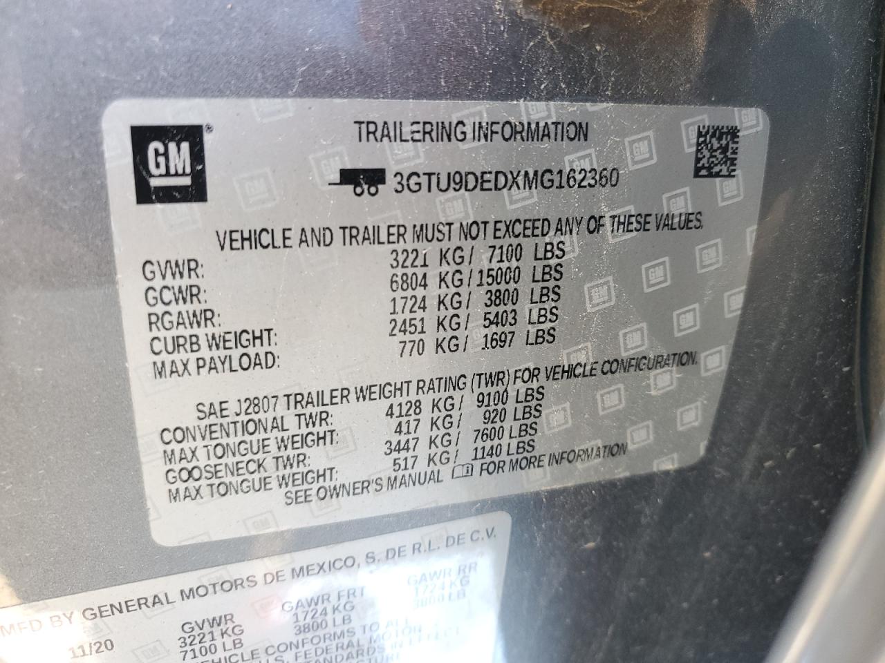 3GTU9DEDXMG162360 2021 GMC Sierra K1500 Slt