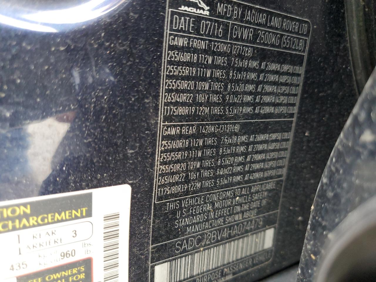 SADCJ2BV4HA074479 2017 Jaguar F-Pace Premium