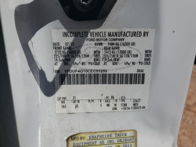 2012 Ford F450 Super Duty VIN: 1FDUF4GT0CEC51255 Lot: 59733374