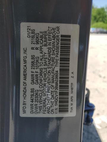 2021 Honda Accord Sport VIN: 1HGCV1F36MA036654 Lot: 57687334