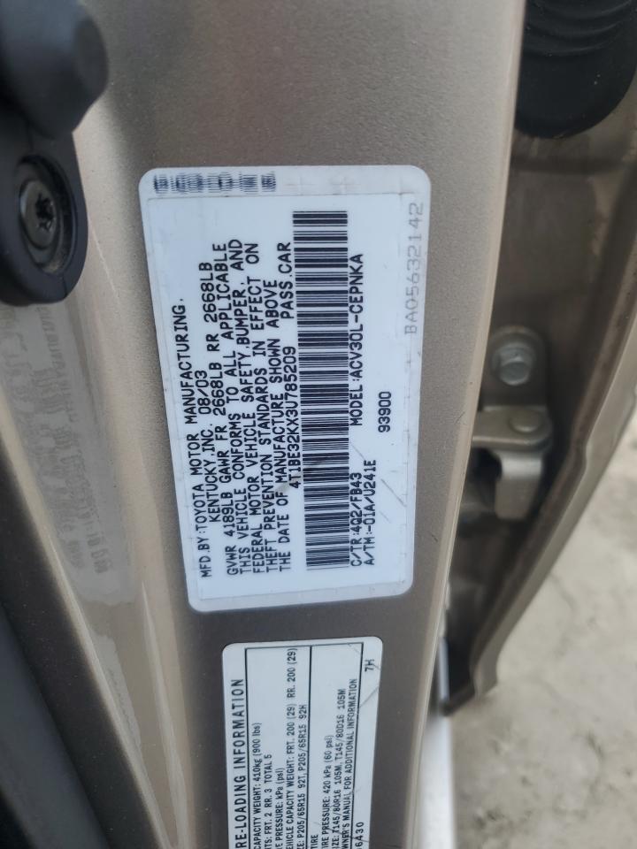 4T1BE32KX3U785209 2003 Toyota Camry Le