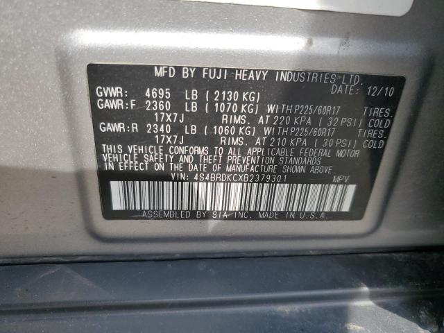 2011 Subaru Outback 3.6R Limited VIN: 4S4BRDKCXB2379301 Lot: 58930954