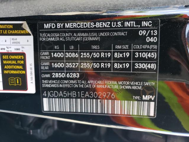 VIN 4JGDA5HB1EA302976 2014 Mercedes-Benz ML-Class, ... no.13