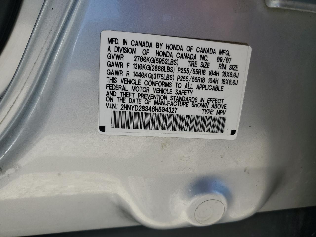 2HNYD28348H504327 2008 Acura Mdx Technology