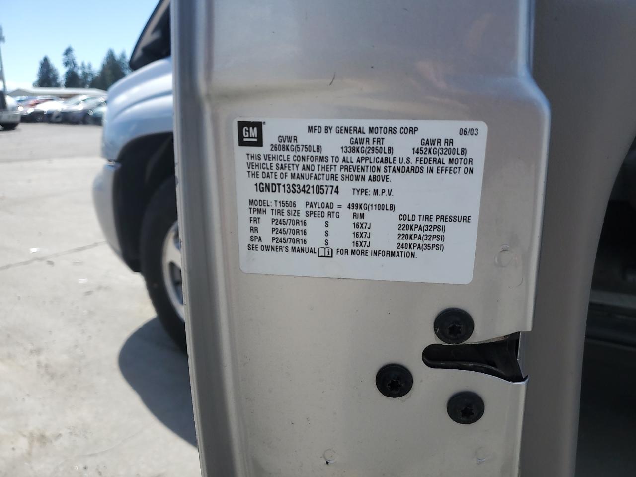 1GNDT13S342105774 2004 Chevrolet Trailblazer Ls