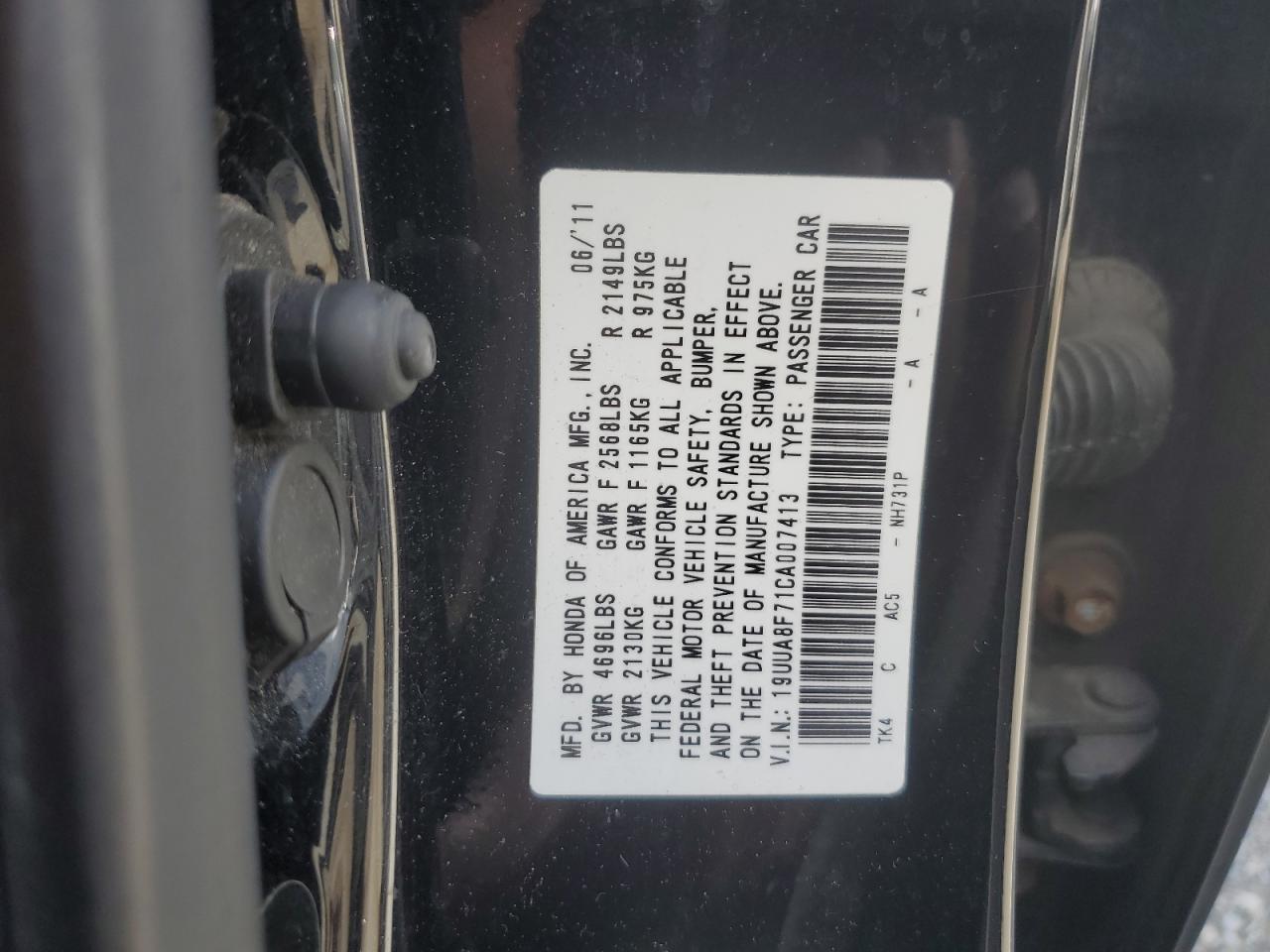 19UUA8F71CA007413 2012 Acura Tl