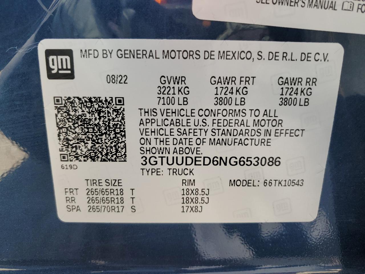 3GTUUDED6NG653086 2022 GMC Sierra K1500 Slt