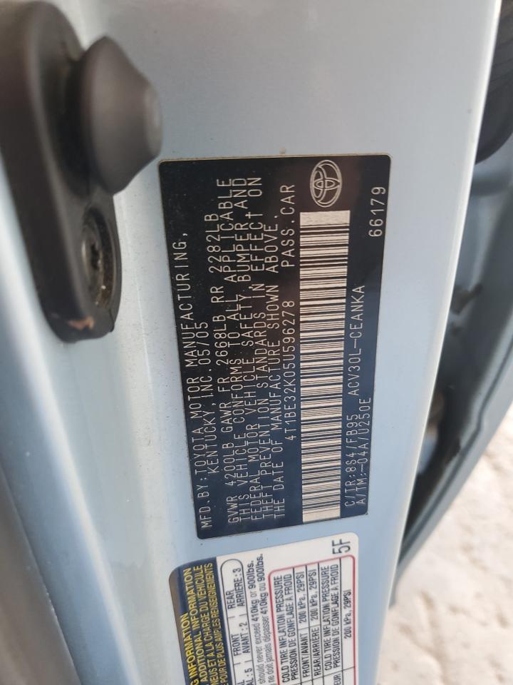 4T1BE32K05U596278 2005 Toyota Camry Le