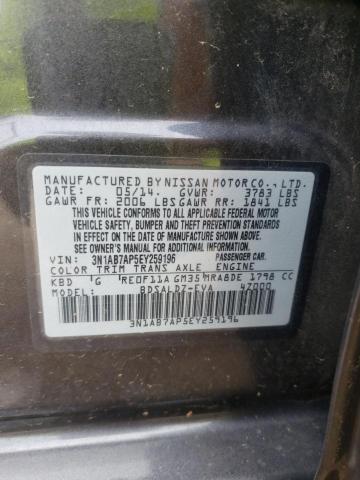 2014 Nissan Sentra S VIN: 3N1AB7AP5EY259196 Lot: 59848324