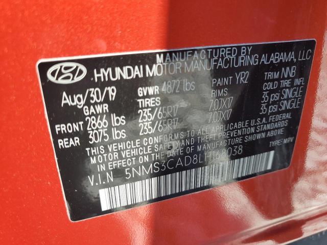 2020 Hyundai Santa Fe Sel VIN: 5NMS3CAD8LH168038 Lot: 61213794