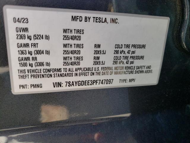 2023 Tesla Model Y VIN: 7SAYGDEE3PF747097 Lot: 55340064