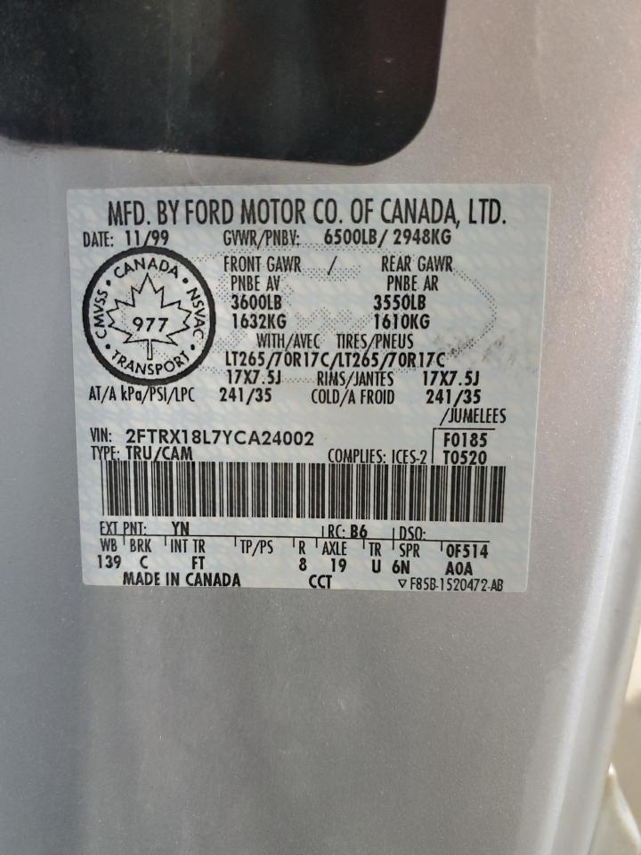 2FTRX18L7YCA24002 2000 Ford F150