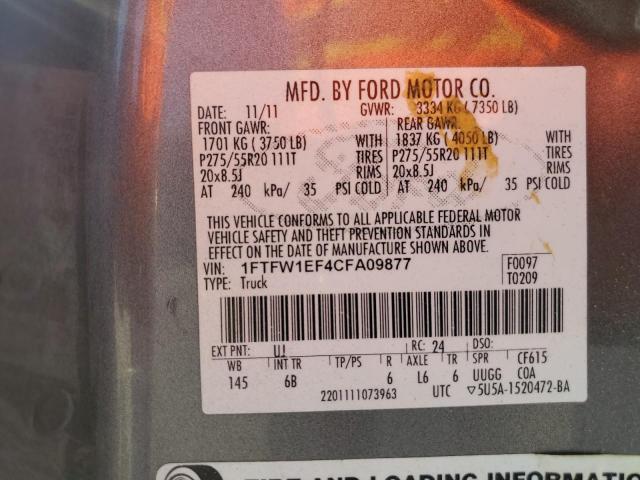 2012 Ford F150 Supercrew VIN: 1FTFW1EF4CFA09877 Lot: 60477294