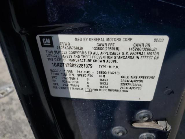 2003 Chevrolet Trailblazer VIN: 1GNDT13S032281079 Lot: 58265234