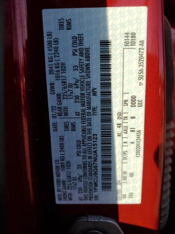 2022 Ford Escape Se VIN: 1FMCU9G67NUA15123 Lot: 59942594