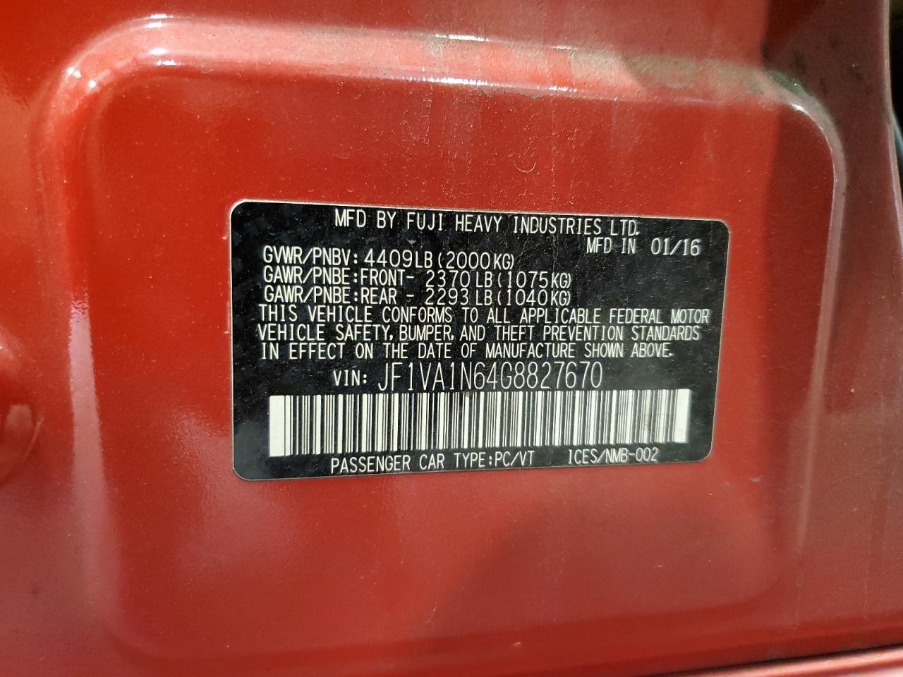 JF1VA1N64G8827670 2016 Subaru Wrx Limited