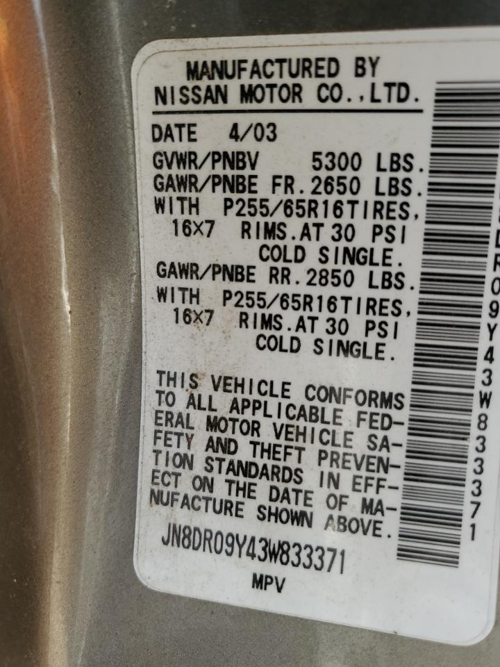 JN8DR09Y43W833371 2003 Nissan Pathfinder Le