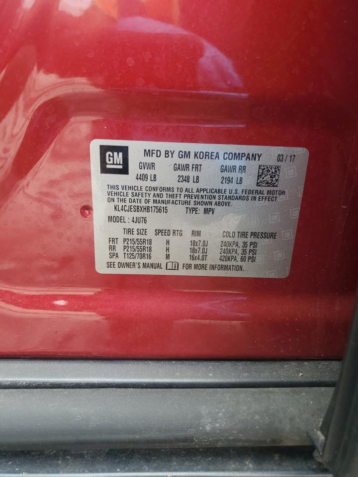 KL4CJESBXHB175615 2017 Buick Encore Preferred