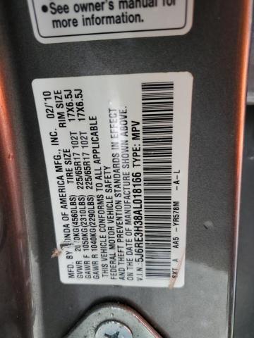 2010 Honda Cr-V Lx VIN: 5J6RE3H38AL018166 Lot: 60409354