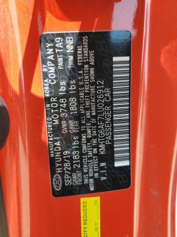 2020 Hyundai Veloster Base VIN: KMHTG6AF7LU026912 Lot: 59682874