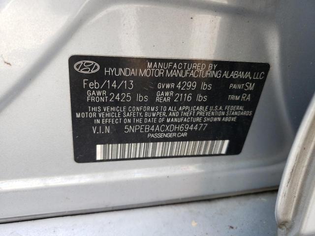 2013 Hyundai Sonata Gls VIN: 5NPEB4ACXDH694477 Lot: 60460424
