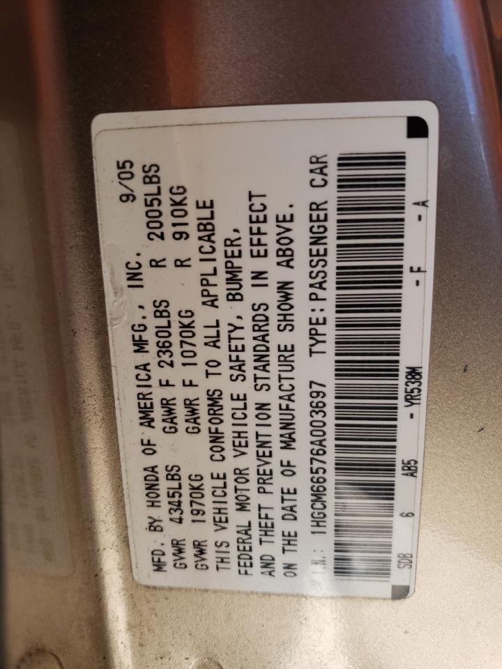 1HGCM66576A003697 2006 Honda Accord Ex