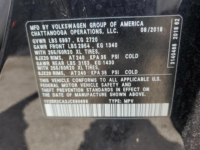 2018 Volkswagen Atlas Sel VIN: 1V2RR2CA3JC590688 Lot: 57634544