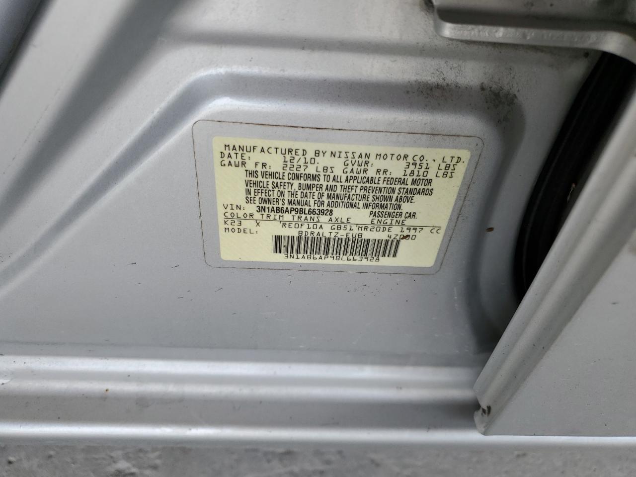 3N1AB6AP9BL663928 2011 Nissan Sentra 2.0