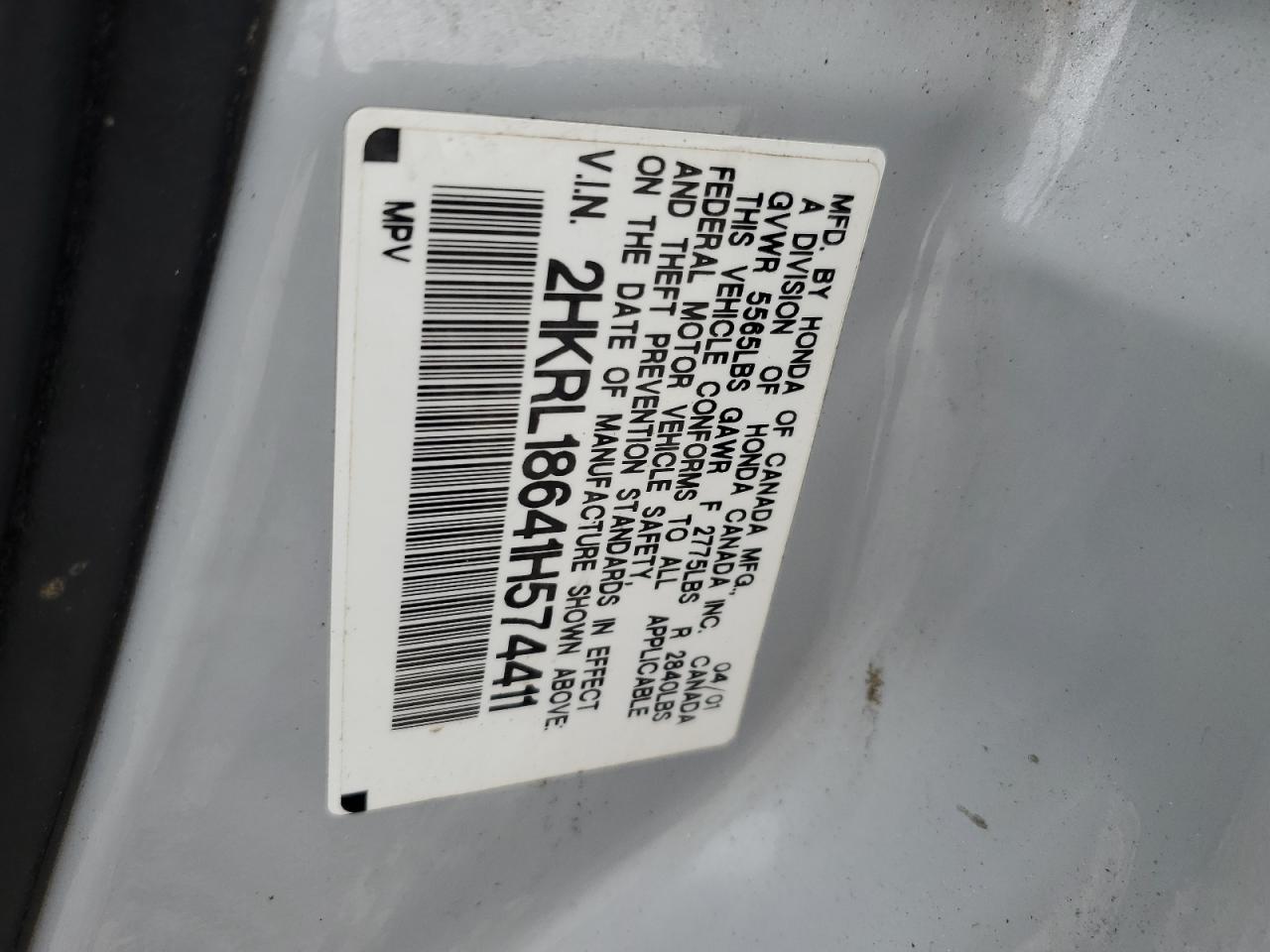 2HKRL18641H574411 2001 Honda Odyssey Ex