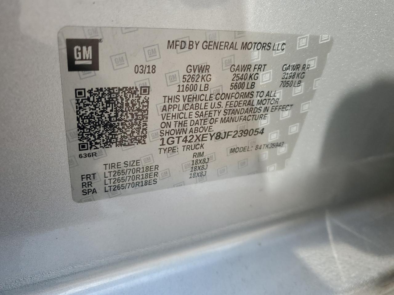 1GT42XEY8JF239054 2018 GMC Sierra K3500 Slt