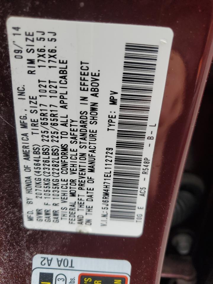 5J6RM4H71EL112729 2014 Honda Cr-V Exl