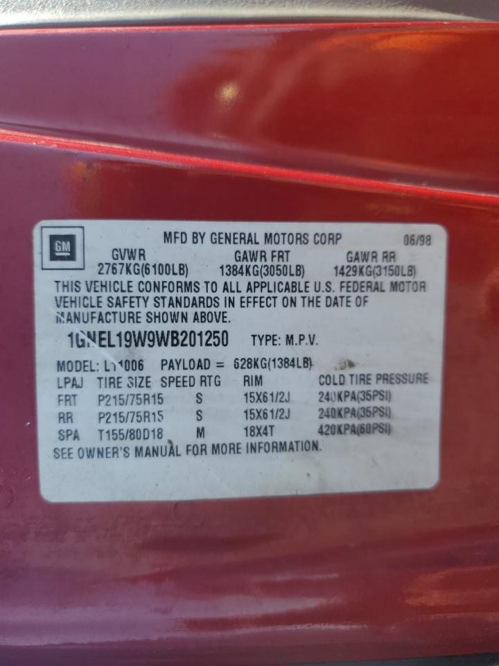 1GNEL19W9WB201250 1998 Chevrolet Astro