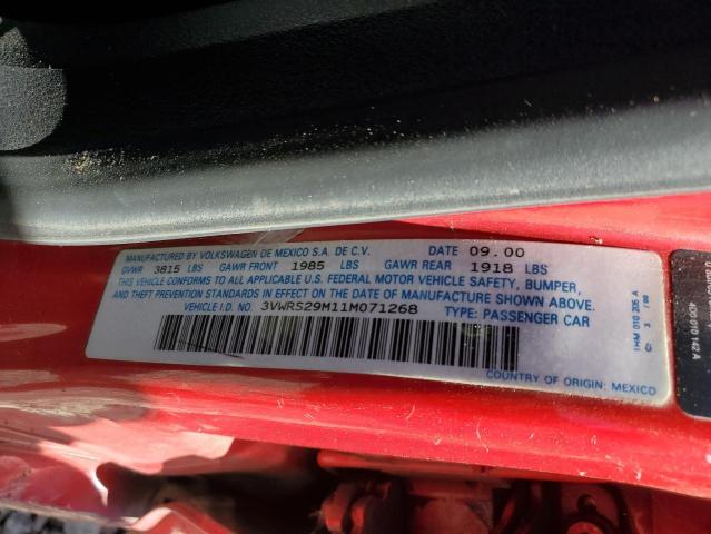 2001 Volkswagen Jetta Gl VIN: 3VWRS29M11M071268 Lot: 57720934