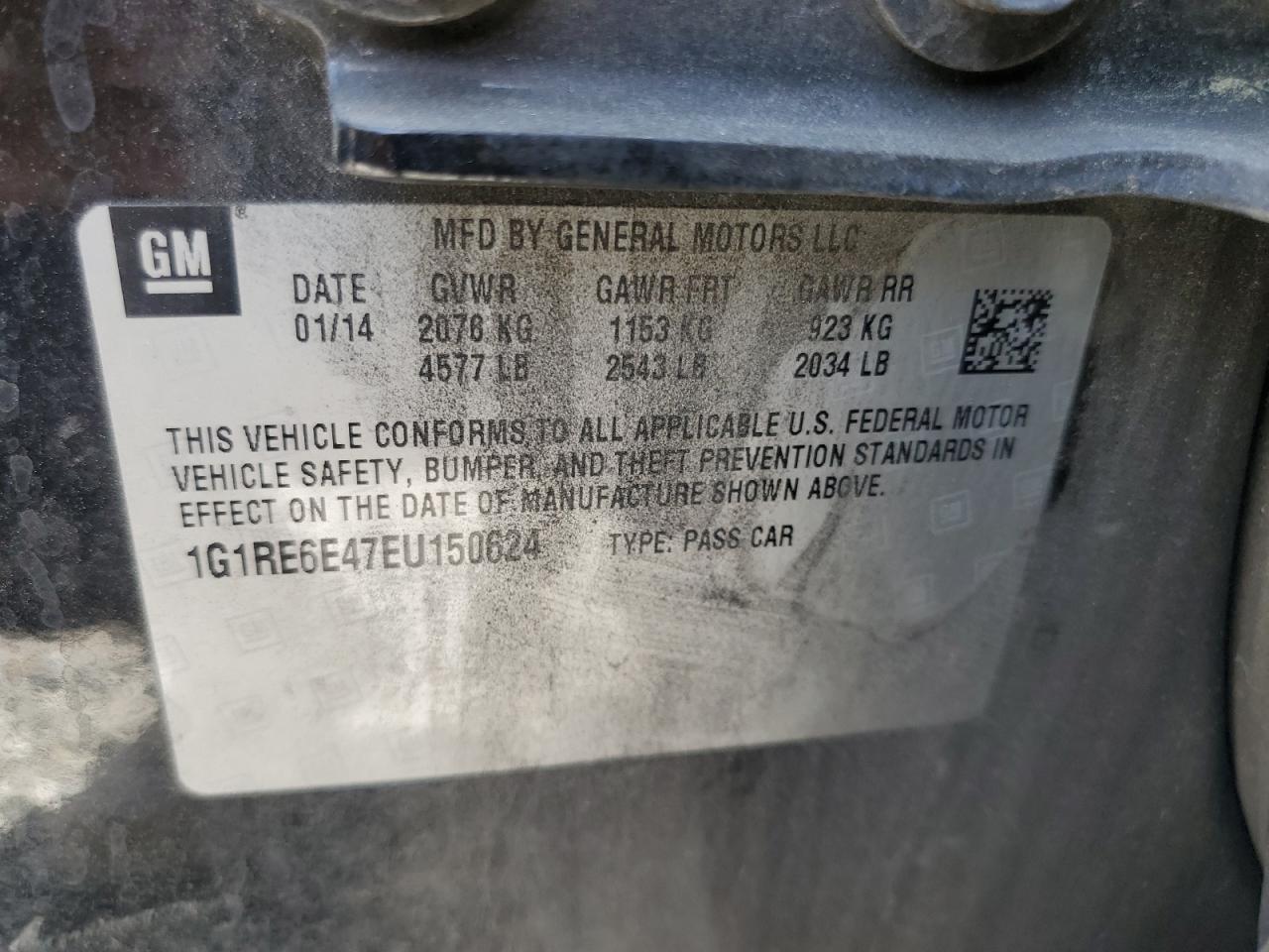 1G1RE6E47EU150624 2014 Chevrolet Volt