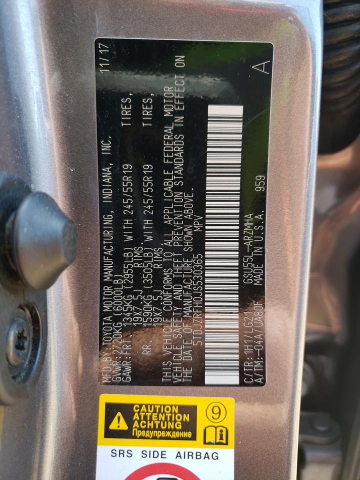 5TDJZRFH0JS530365 2018 Toyota Highlander Se