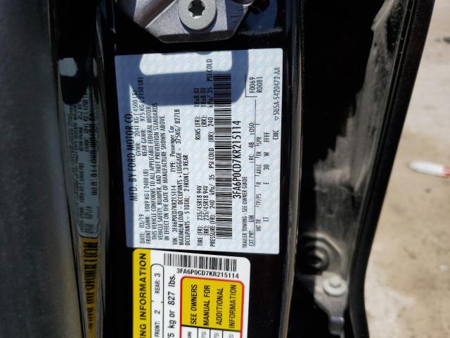 VIN 3FA6P0CD7KR215114 2019 Ford Fusion, Sel no.12