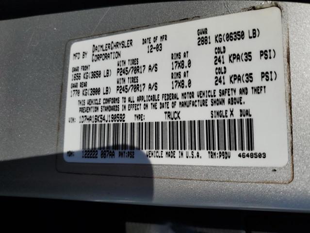 2004 Dodge Ram 1500 St VIN: 1D7HA16K54J190592 Lot: 57466894