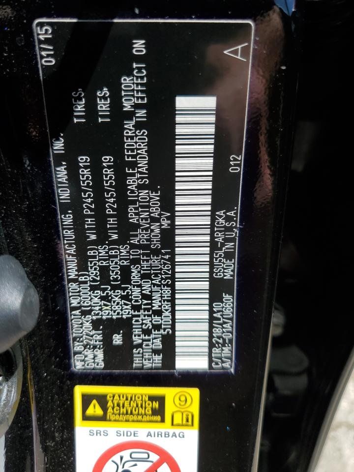 5TDDKRFH8FS126741 2015 Toyota Highlander Limited