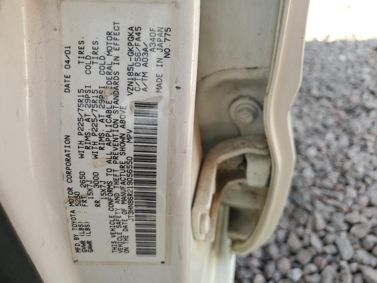 JT3HN86R219056550 2001 Toyota 4Runner Sr5